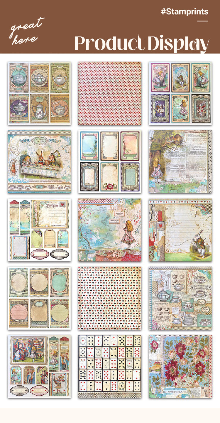 5Alice's Wonderland Theme Scrapbook Paper1