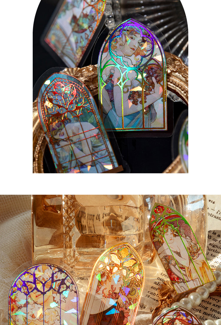 5Alphonse Mucha Art Window-Shaped PET Stickers2