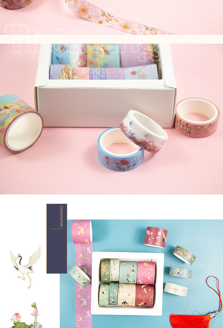 5Antique Chinese Crane Washi Tape Set3