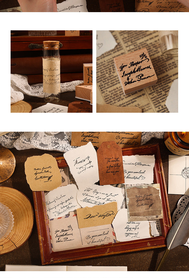 5Artistic Font Series Retro English Wooden Rubber Stamp Set5