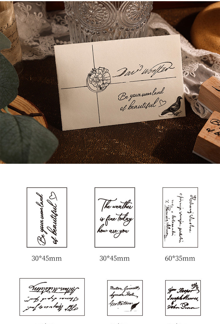 5Artistic Font Series Retro English Wooden Rubber Stamp Set6