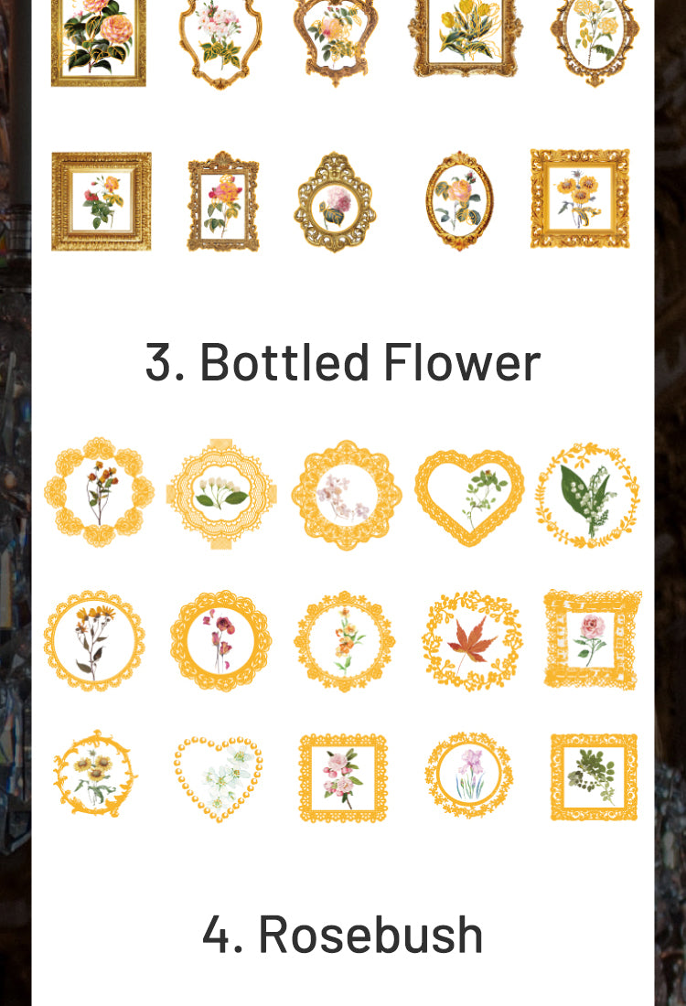 5Baroque Frame Hot Stamping Sticker - Lace, Rose, Butterfly, Rosebush, Bottled, Plant12