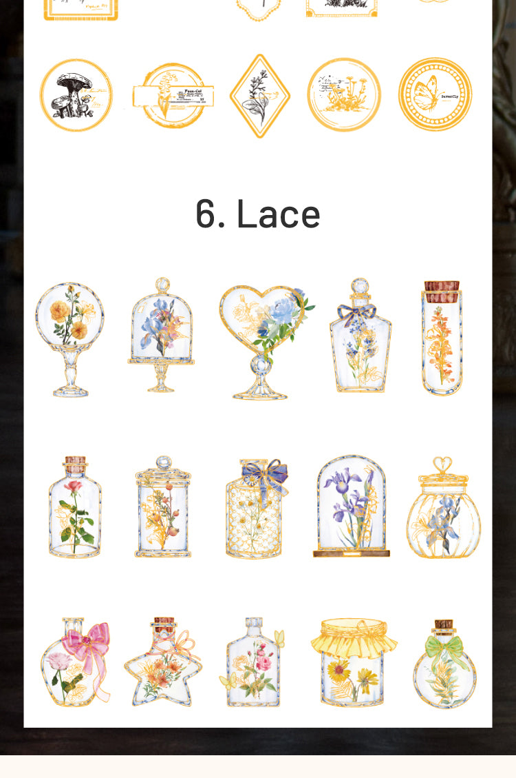 5Baroque Frame Hot Stamping Sticker - Lace, Rose, Butterfly, Rosebush, Bottled, Plant14