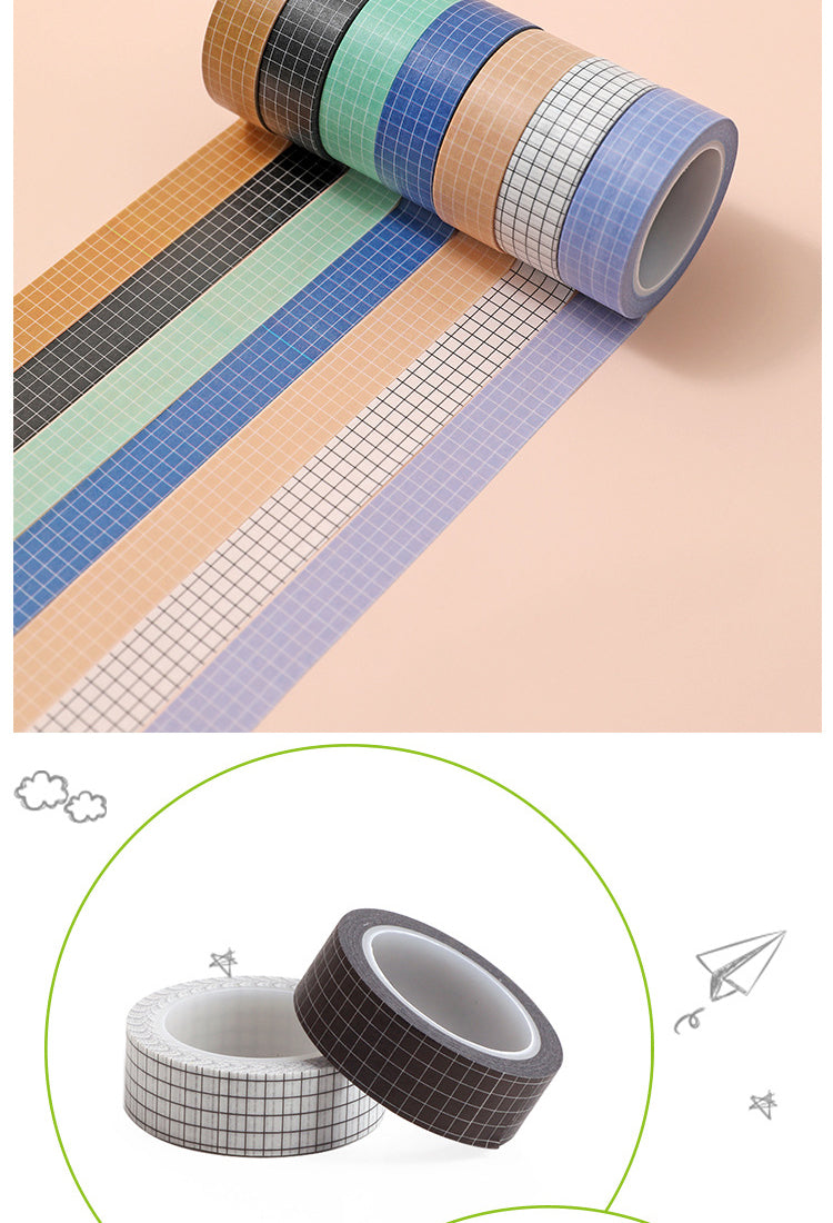 5Basic Solid Color Grid Washi Tape2