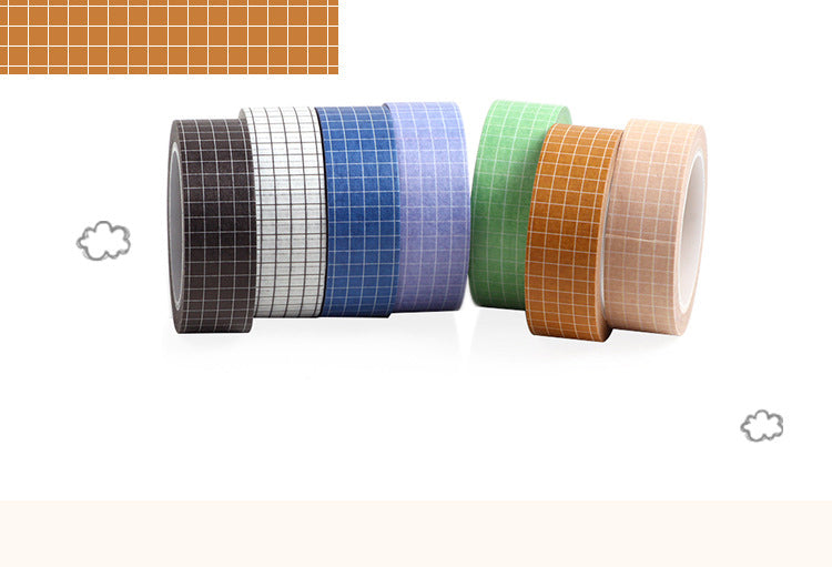 5Basic Solid Color Grid Washi Tape4