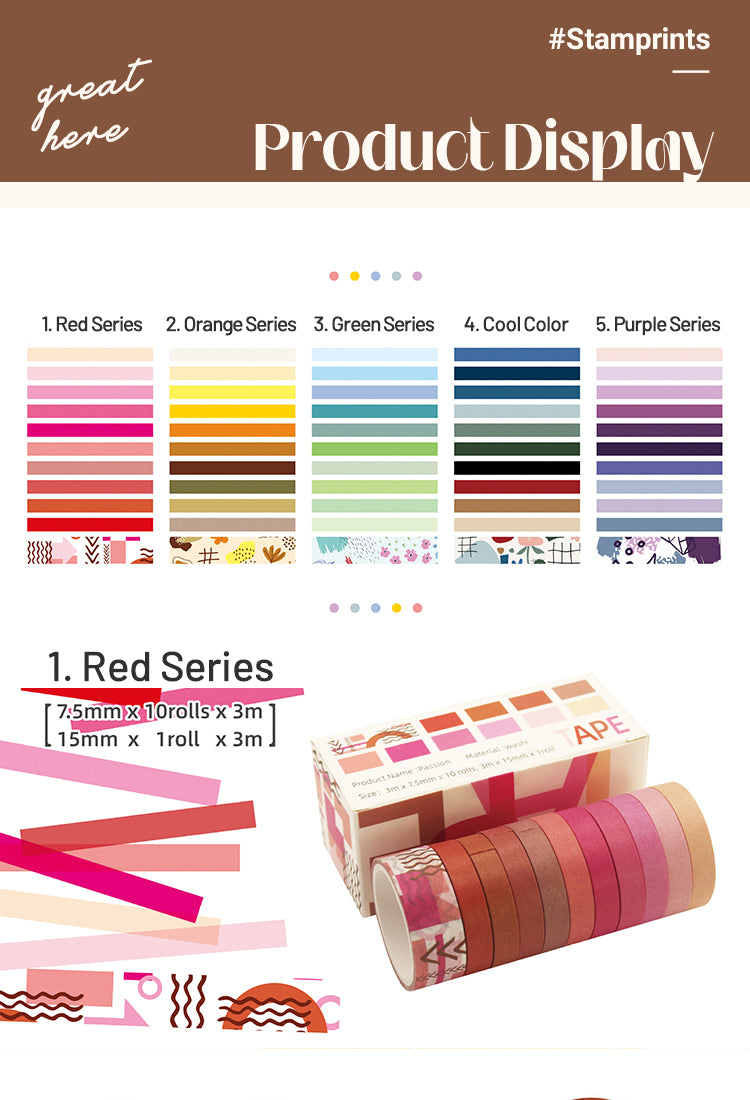 5Basic Solid Color Washi Tape Set (11 Rolls)1