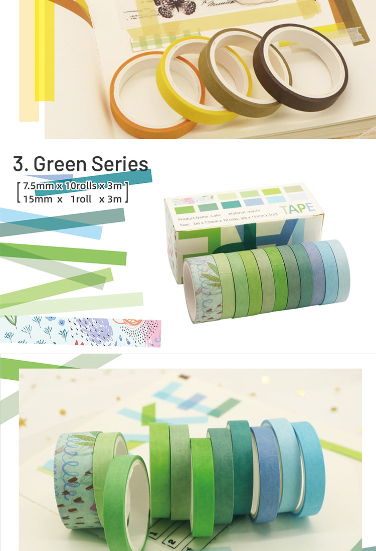 5Basic Solid Color Washi Tape Set (11 Rolls)5