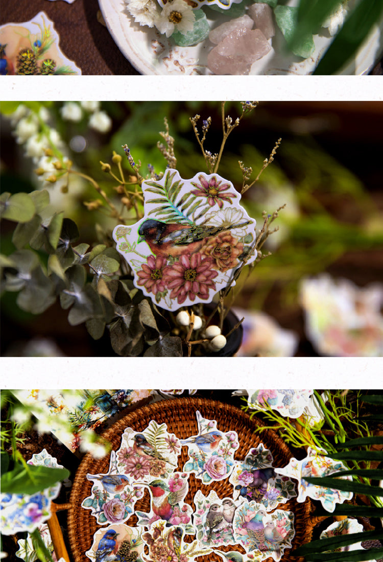 5Beautiful Dream Flowers and Animals Stickers - Birds, Butterflies, Rabbits, Deers2