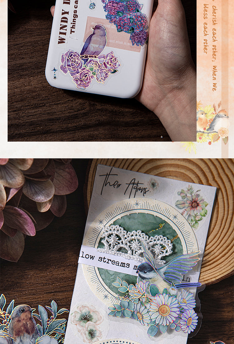 5Birds and Blossoms Holographic Hot Stamping PET Stickers6