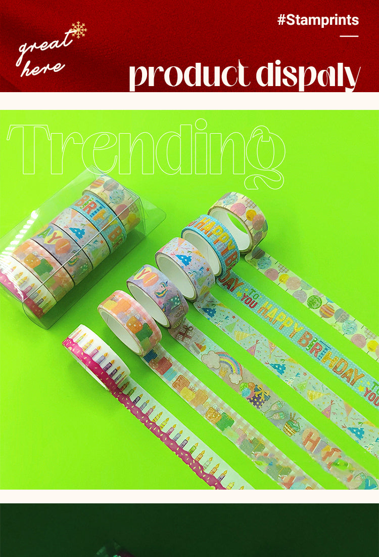 5Birthday Theme Glow in the Dark Washi Tape Set (6 Rolls)1