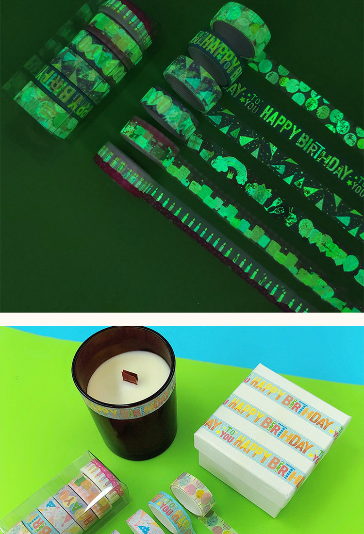 5Birthday Theme Glow in the Dark Washi Tape Set (6 Rolls)2