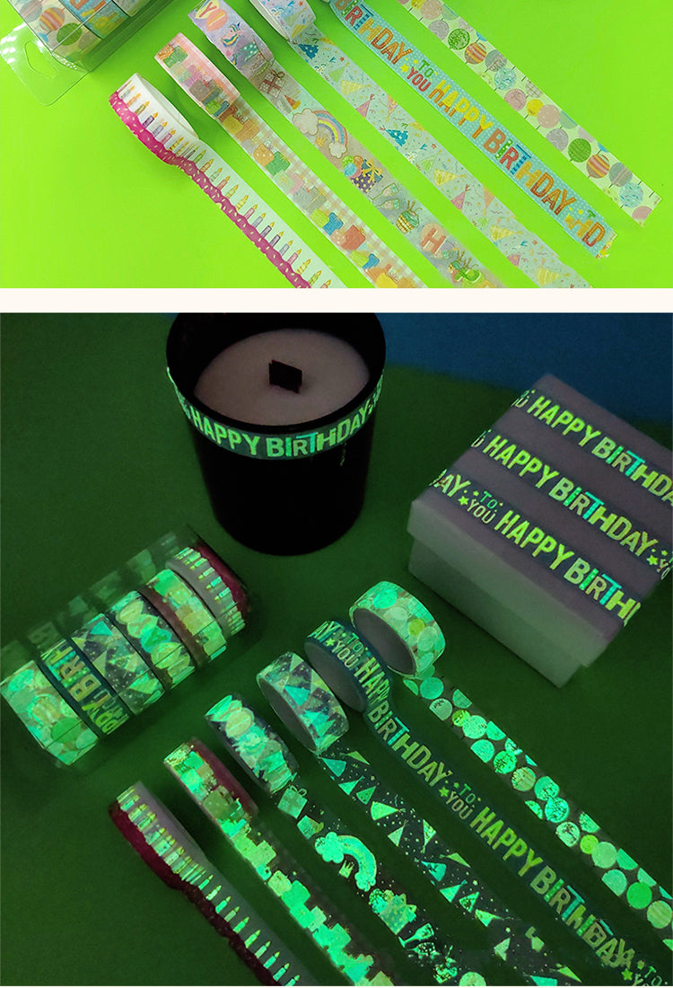 5Birthday Theme Glow in the Dark Washi Tape Set (6 Rolls)3