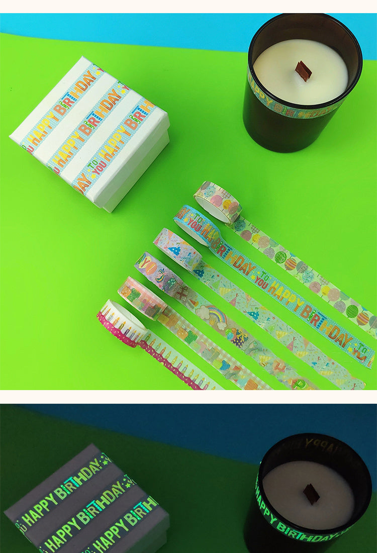 5Birthday Theme Glow in the Dark Washi Tape Set (6 Rolls)4