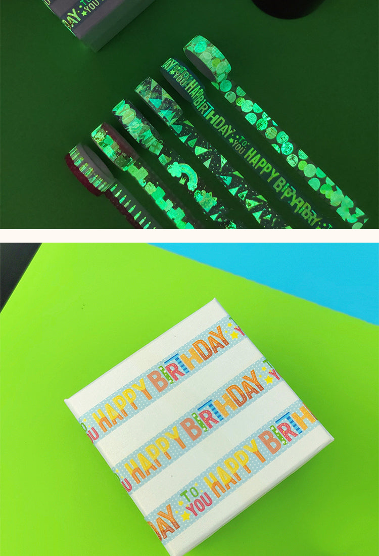 5Birthday Theme Glow in the Dark Washi Tape Set (6 Rolls)5