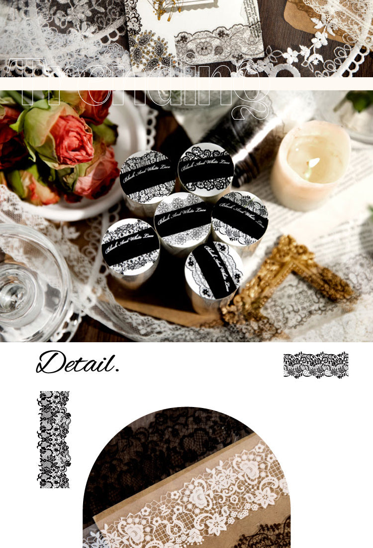 5Black & White Lace Decorative PET Tape2