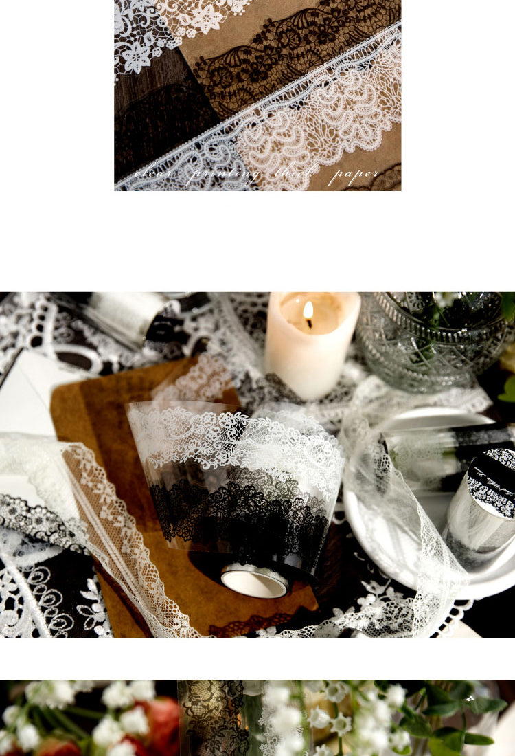 5Black & White Lace Decorative PET Tape3