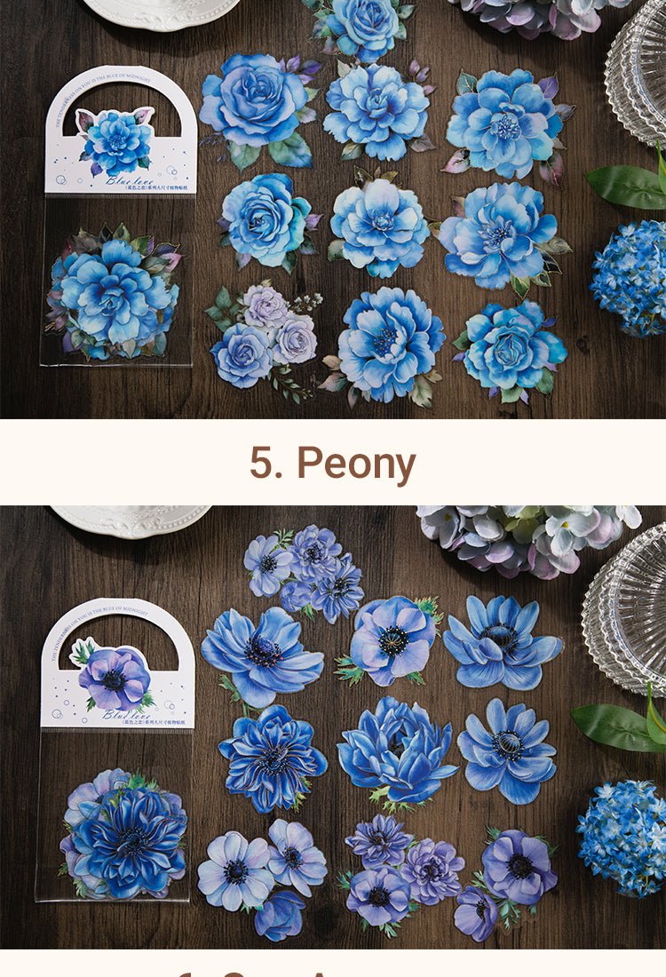 5Blue Flower and Plant Laser PET Sticker10