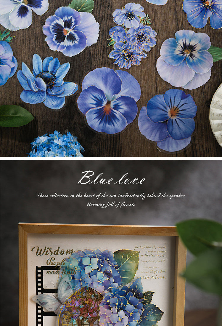 5Blue Flower and Plant Laser PET Sticker4