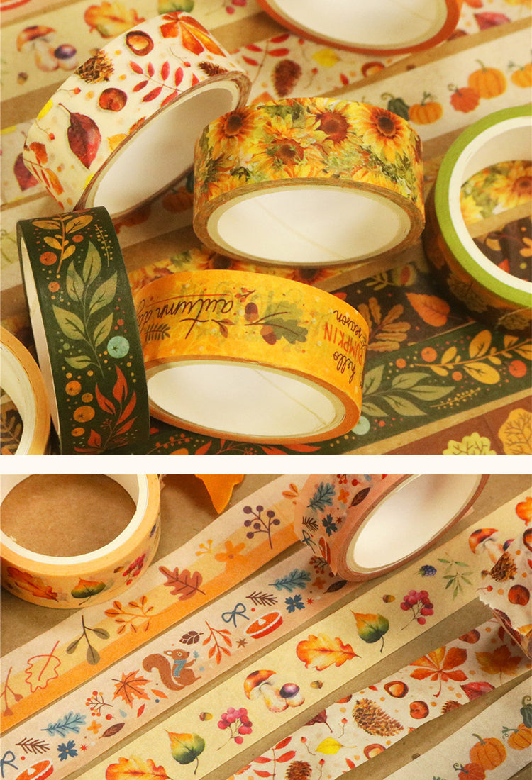 5Botanical Autumn Washi Tape Set (10 Rolls)2