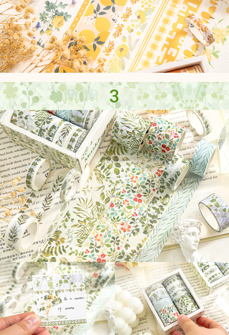 5Botanical Forest Flower Washi Tape Set (10 Rolls)5