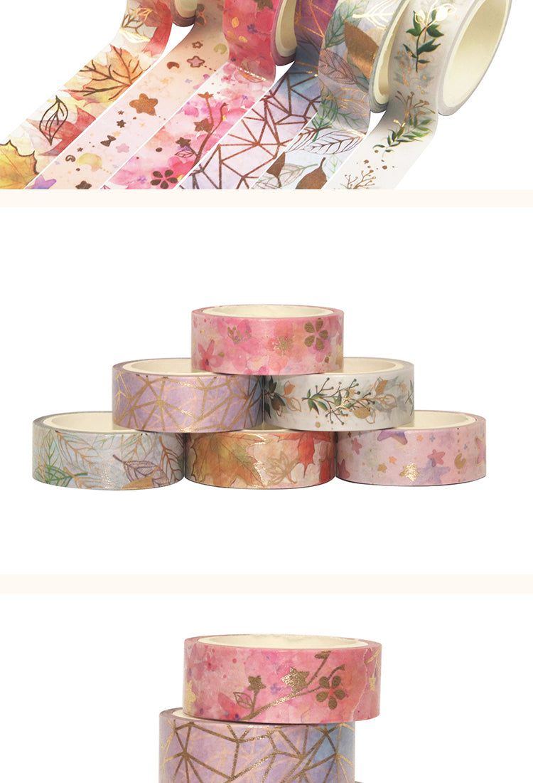 5Botanical Nature Theme Foil Stamped Washi Tape Set (6 Rolls)2