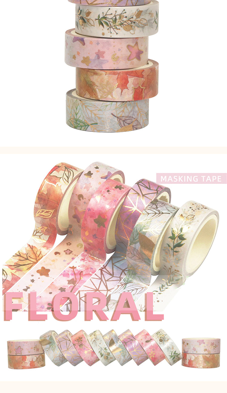 5Botanical Nature Theme Foil Stamped Washi Tape Set (6 Rolls)3