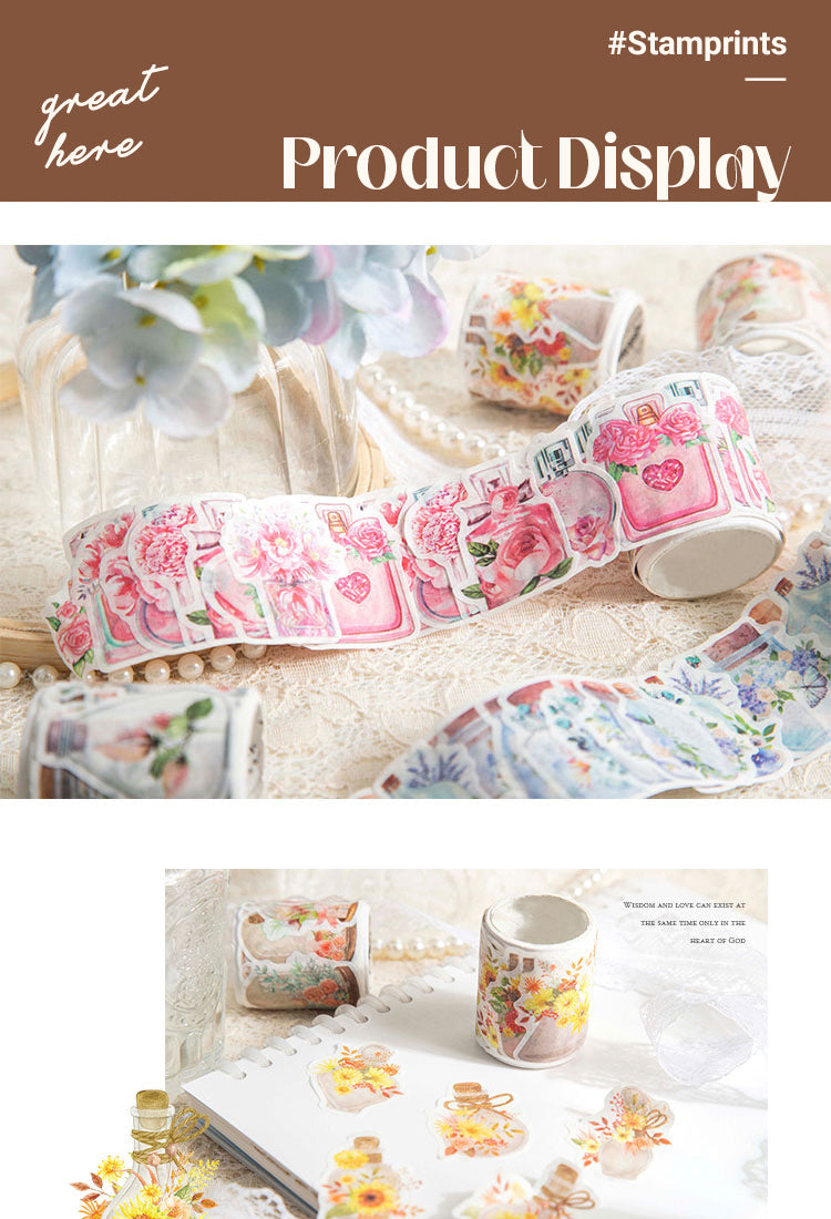 5Bottle and Flower Rolled Washi Stickers1