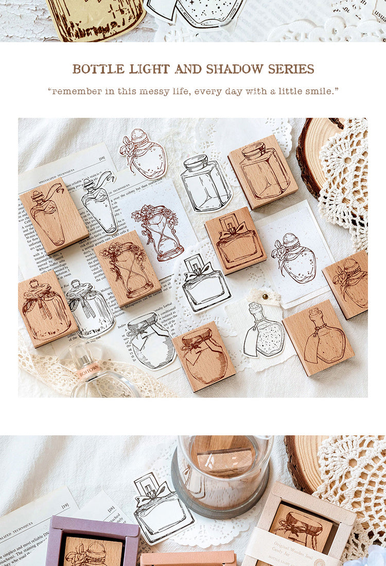 5Bottle's Light and Shadow Series Bottle Theme Wooden Rubber Stamp3