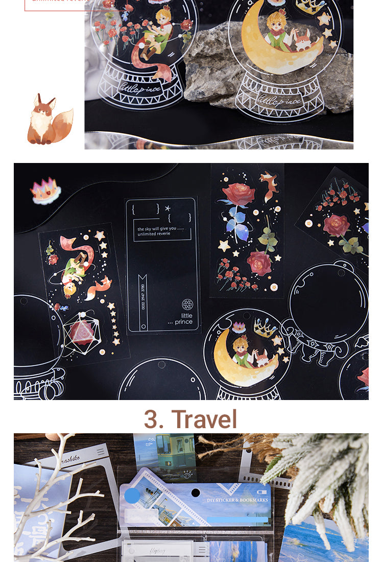 5Bottles Themed PET Stickers - Dessert, Little Prince, Travel, Flower, Butterfly, Plant4