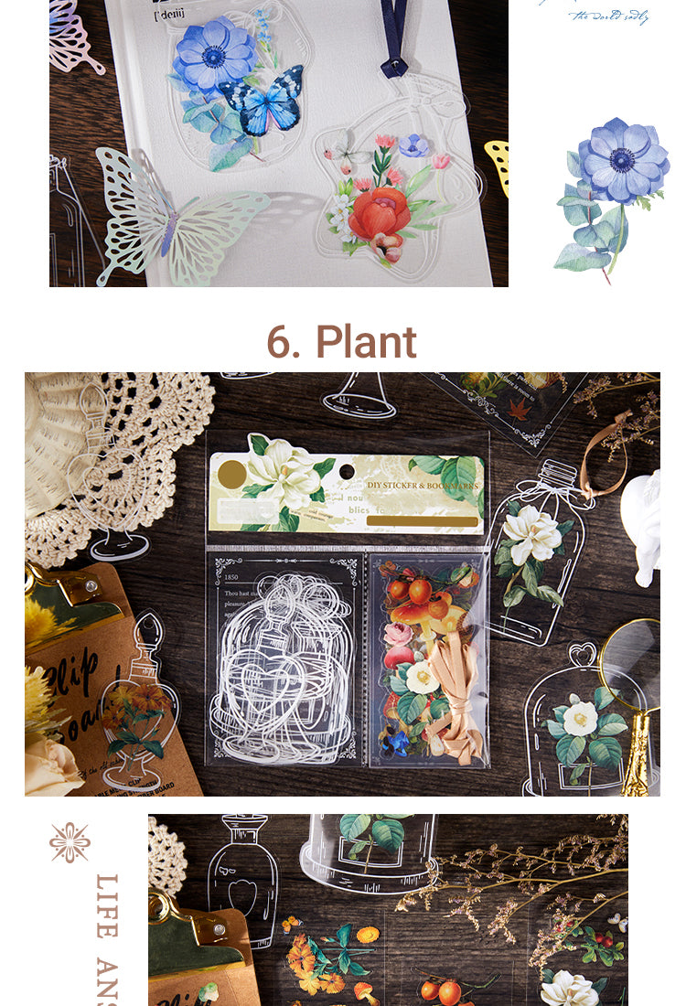 5Bottles Themed PET Stickers - Dessert, Little Prince, Travel, Flower, Butterfly, Plant8