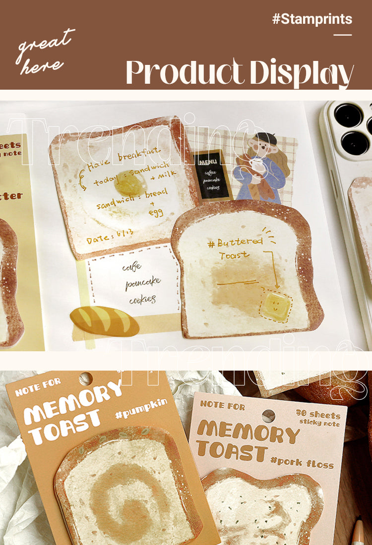 5Bread Shaped Sticky Notes - 30PCS1