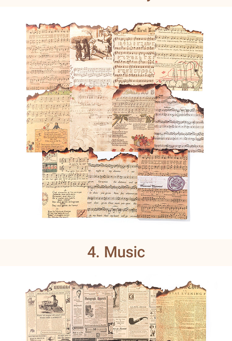 5Burnt Pages Scrapbook Paper - Letters, Manuscripts, Music, Newspaper10