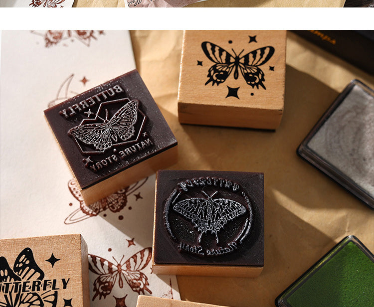 5Butterflies & Starry Seas Wooden Rubber Stamp Set5