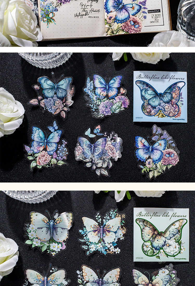 5Butterflies in a Garden of Flowers PET Stickers8