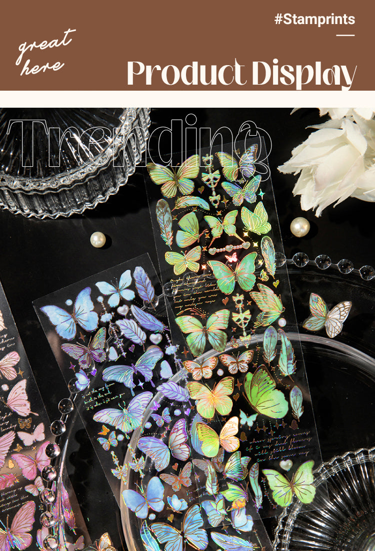 5Butterfly-themed Holographic Hot Stamping PET Sticker Sheet1