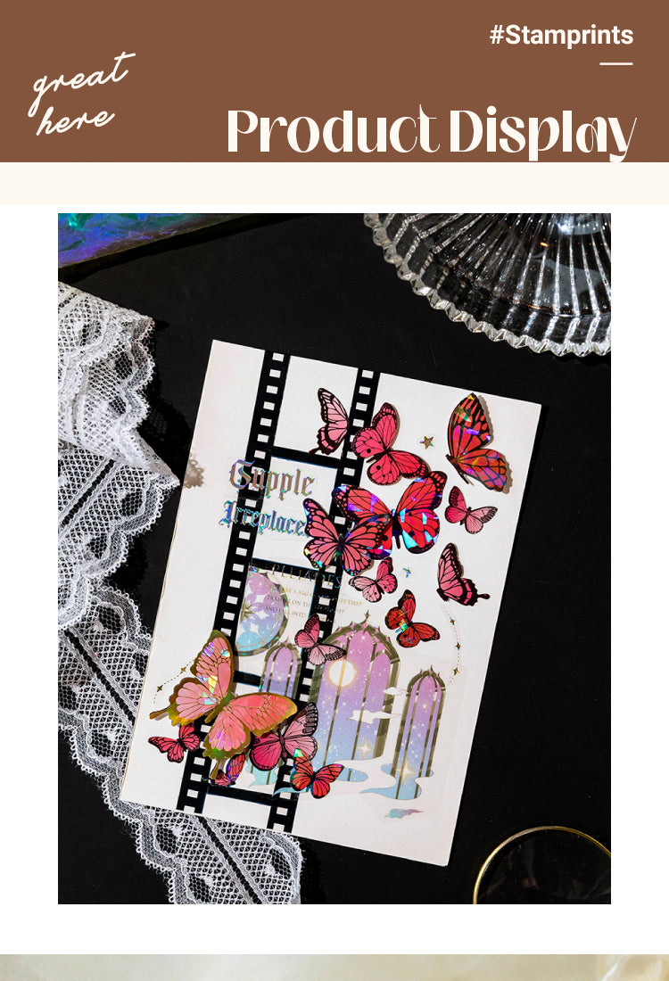 5Butterfly Holographic Hot Stamping Coated Paper Sticker Sheets1