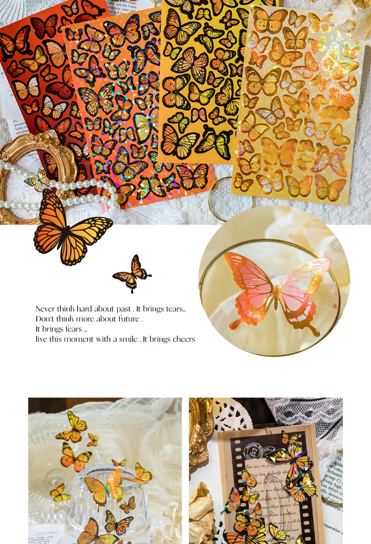 5Butterfly Holographic Hot Stamping Coated Paper Sticker Sheets5