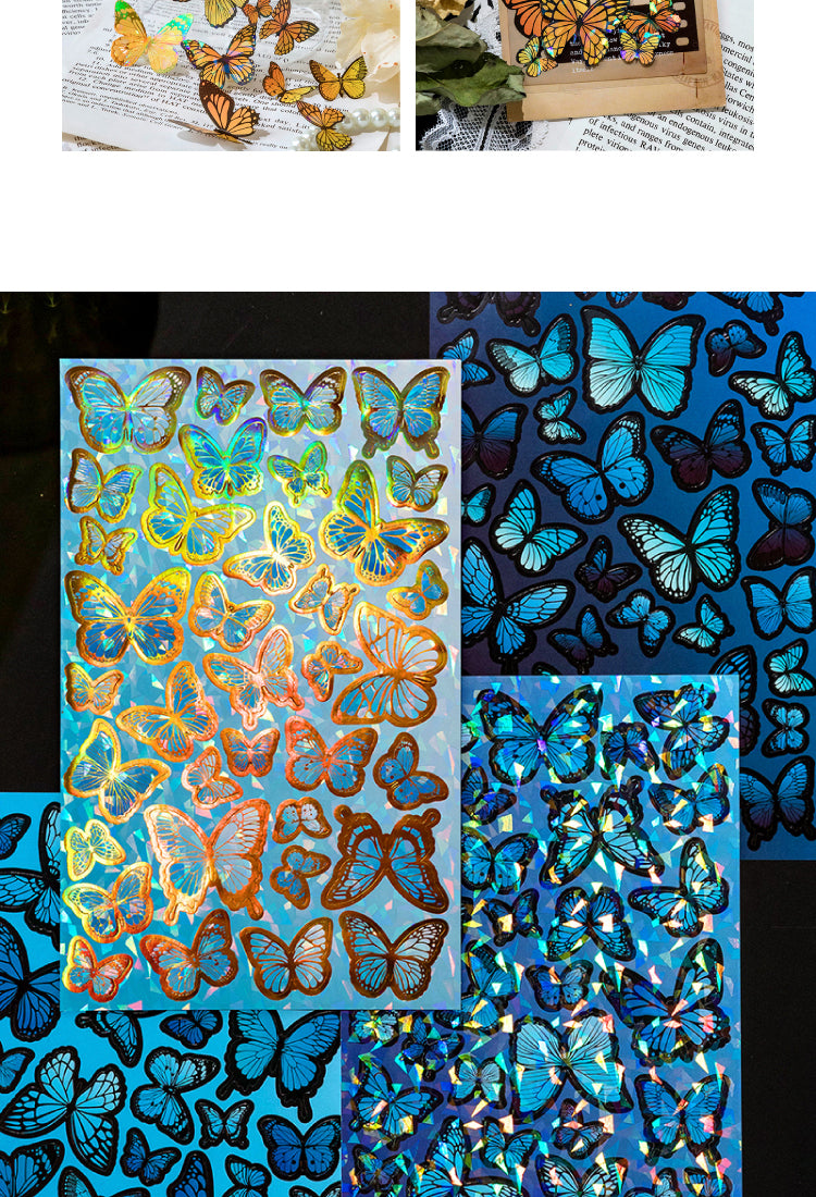 5Butterfly Holographic Hot Stamping Coated Paper Sticker Sheets6