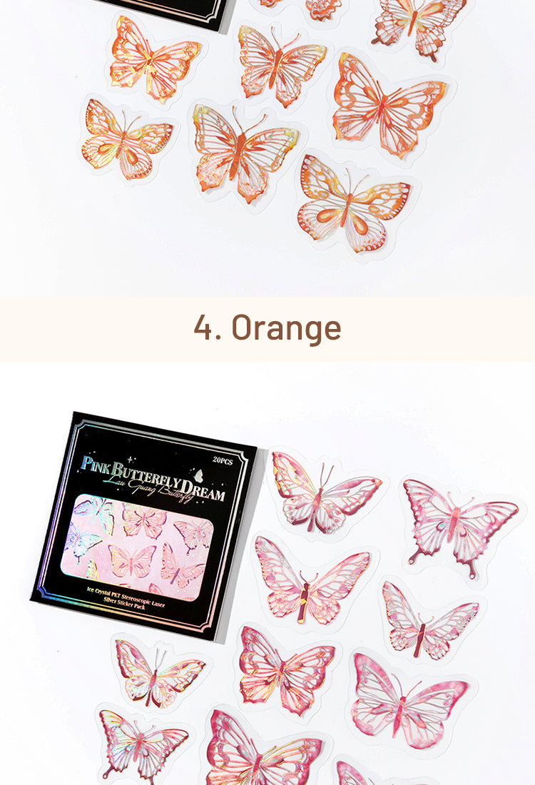 5Butterfly Holographic Hot Stamping Silver PET Stickers10