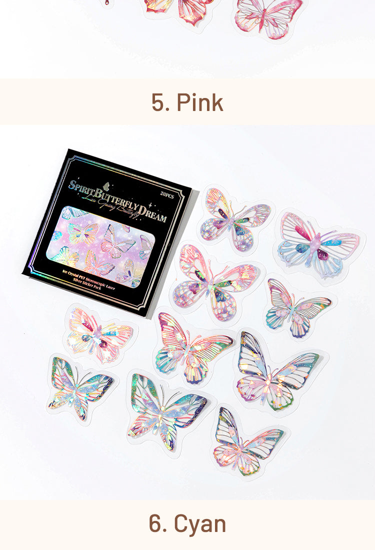 5Butterfly Holographic Hot Stamping Silver PET Stickers11