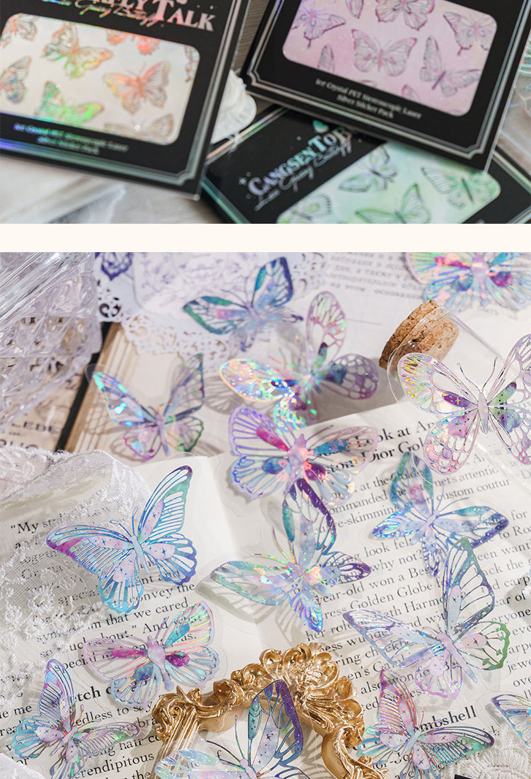 5Butterfly Holographic Hot Stamping Silver PET Stickers3