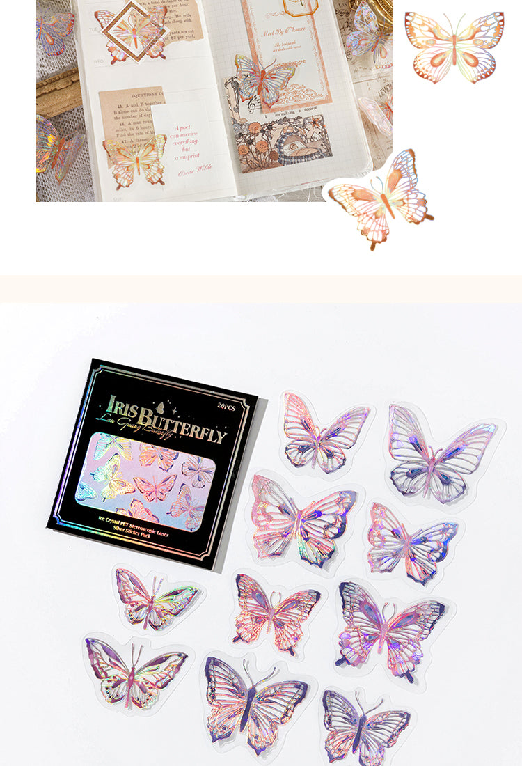 5Butterfly Holographic Hot Stamping Silver PET Stickers7