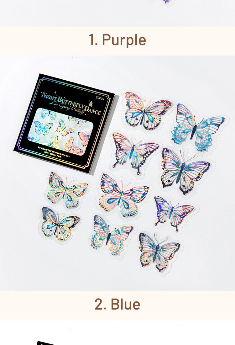 5Butterfly Holographic Hot Stamping Silver PET Stickers8