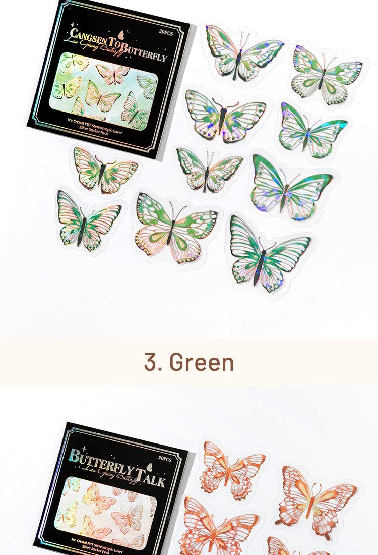 5Butterfly Holographic Hot Stamping Silver PET Stickers9