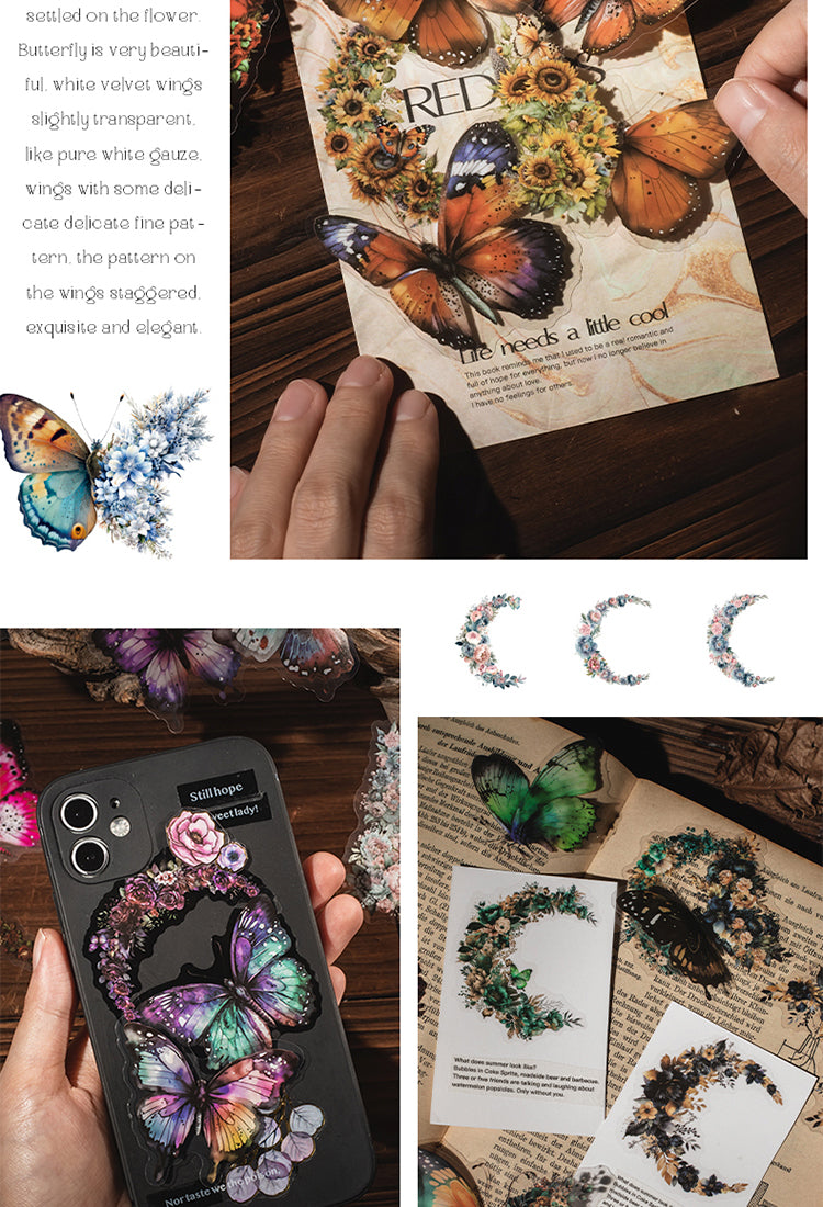 5Butterfly and Moon PET Stickers5