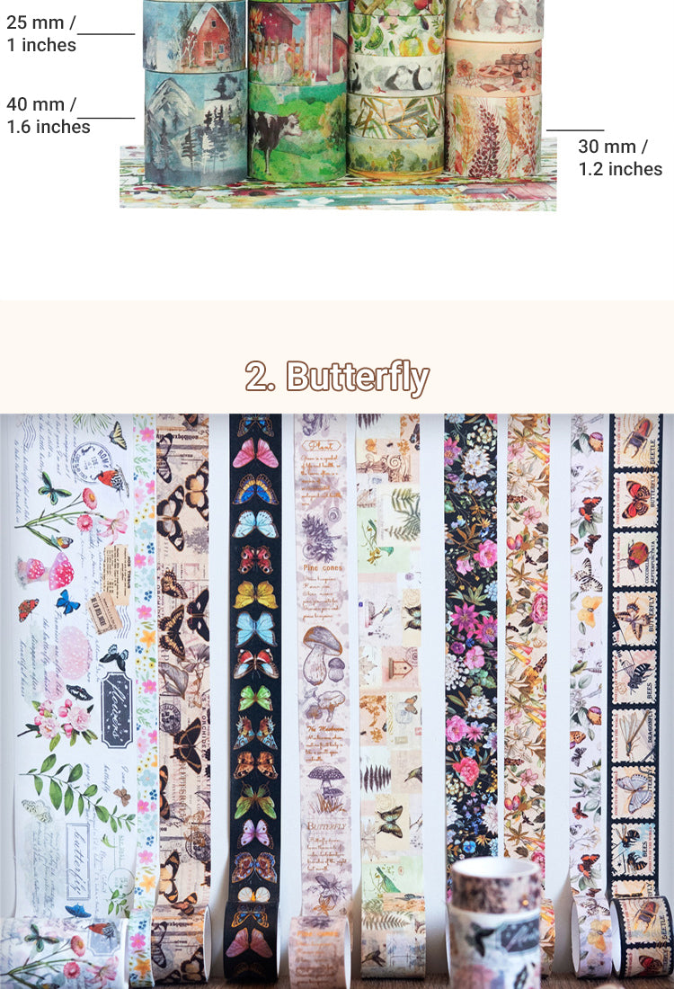 5Butterfly and Nature Foil Stamped Washi Tape Set (18 Rolls)5