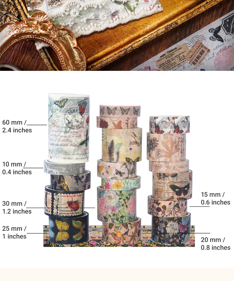 5Butterfly and Nature Foil Stamped Washi Tape Set (18 Rolls)8