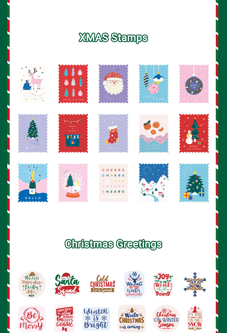 5Cartoon Christmas Decorative Stickers - Food, Gifts, Stamps, Greetings11