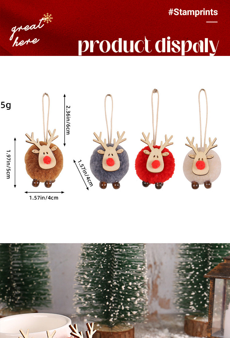 5Cartoon Christmas Deer Pom Pom Pendant1