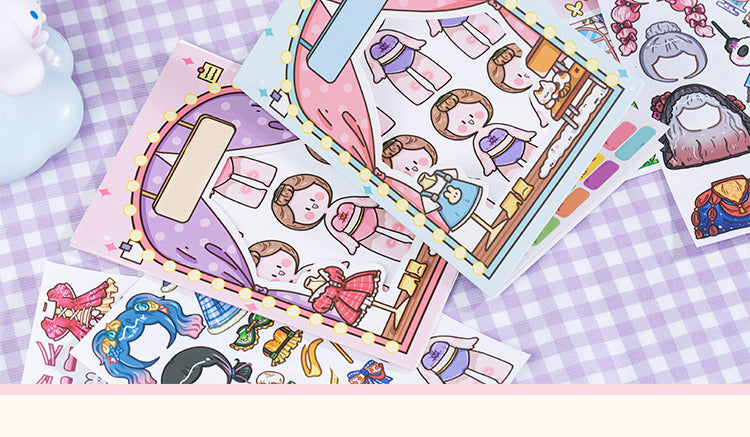 5Cartoon Girl Dress-Up Sticker5